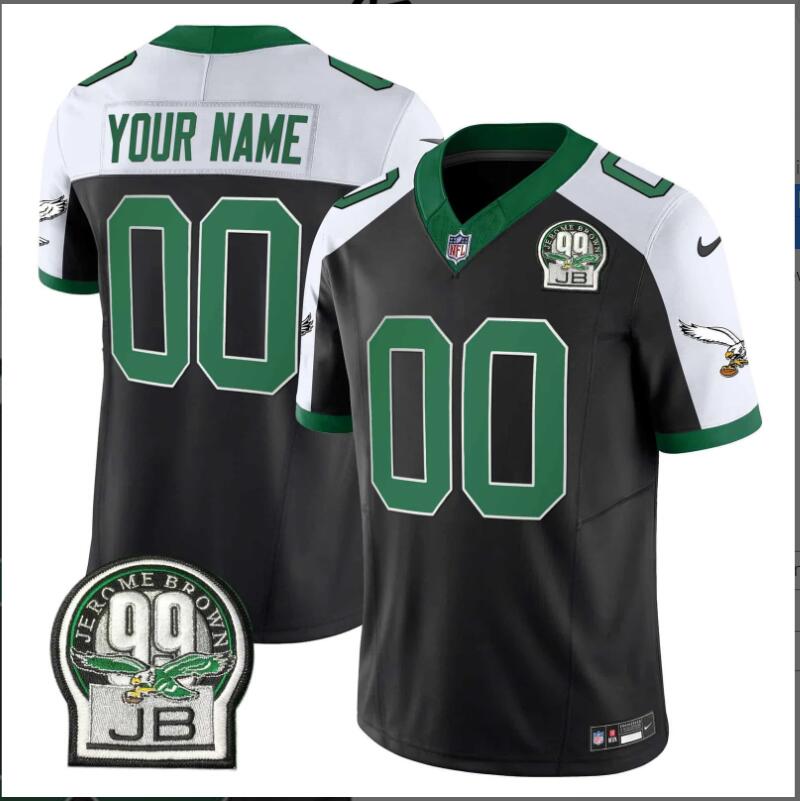 Men 2024 Nike NFL Philadelphia EaglesJerome Brown Patch Kelly Green Alternate Custom Jersey